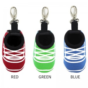 Nagykereskedelmineoprén Két golfgolyó csomagoló zsebek derékzsákok Testreszabott golflabda tasak horoggal