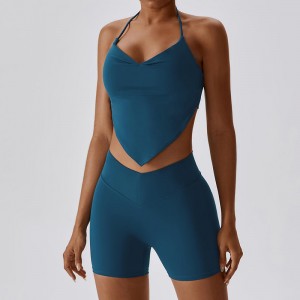 SC1065 2023 Új, egyedi aktív viselet jóga öltönykészlet fitnesz v Vágott Scrunch Back jóga rövidnadrág jóga fitneszkészletek