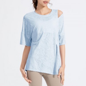 Sc10262 póló laza alkalmi fitnesz jóga rövid ujjú felső jóga pólók fitnesz futó kereknyakú pólók