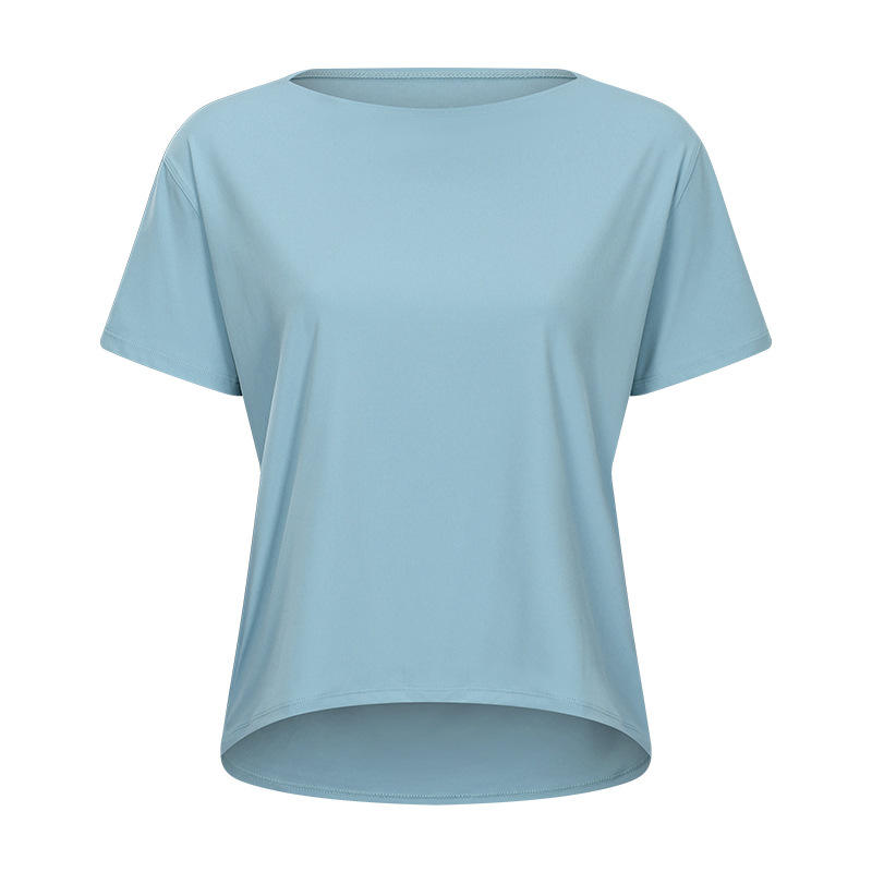 SC10266 Egyéni logó jóga ing kivágás edzés pulóver jóga ing rövid ujjú sport jóga edzés laza száraz pólónők