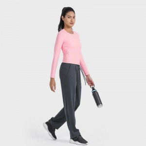 SC10271 lélegző jóganövényi tornaterem fitnesz szűk póló hosszú ujjú, kereknyakú pólók