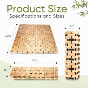 Természetes bambuszfürdő szőnyeg,nem csúszás bambusz zuhanyzó szőnyeg, vízálló, összecsukható fa fürdőszőnyeg a fürdőkádhoz