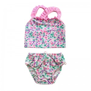 Virágos fodros keresztezett kétrészes