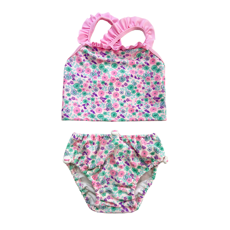 Virágos fodros keresztezett kétrészes