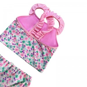 Virágos fodros keresztezett kétrészes