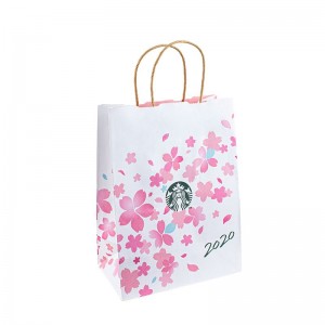 Környezetbarát újrahasznosított fekete fehér ételek elvihető csomagolása kézműves papír táska ajándék vásárlás barna kraft papírzacskó fogantyúval