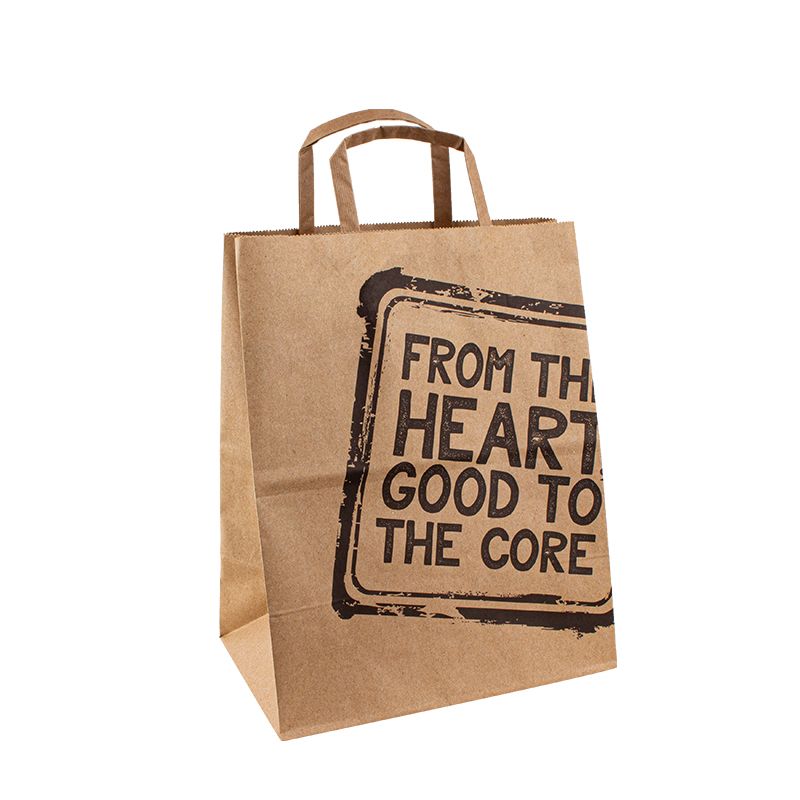 papírzacskók saját logó barna kraft pappaper bevásárló táskával logó kis papírzacskó egyedi logótáskák