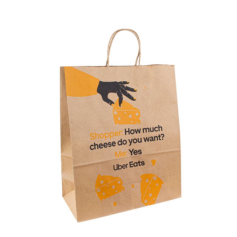 papírzacskók saját logó barna kraft pappaper bevásárló táskával logó kis papírzacskó egyedi logótáskák