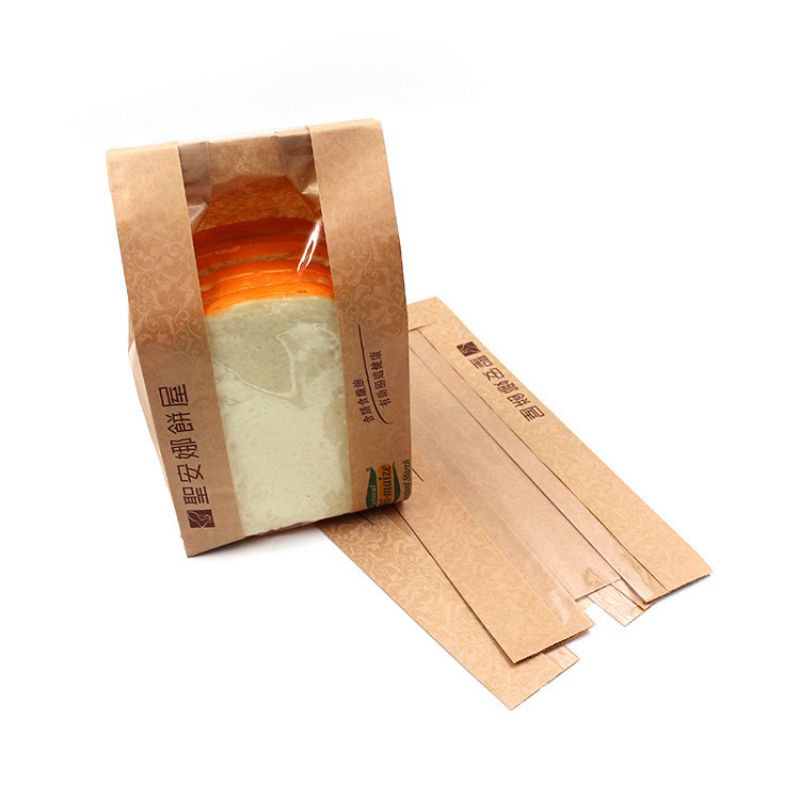 Élelmiszer -minőségű zsírálló kraft papír tasak ablak a croissant számára