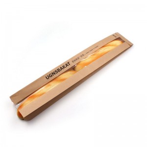 Barna/white kraft pékség táskák ablaktal, testreszabható tartós környezetbarát