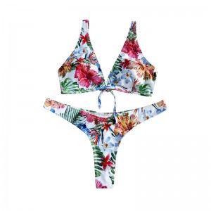 Virágos etnikai stílusú íj íj széles heveder kétrészes fürdőruhát