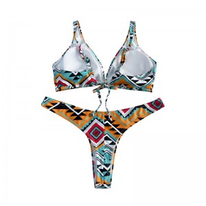 Virágos etnikai stílusú íj íj széles heveder kétrészes fürdőruhát