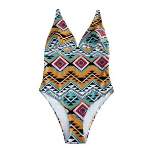 Virágosnemzeti stílusú széles heveder egyrészes fürdőruhás temperamentum