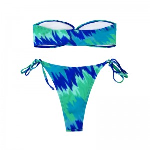 Pántnélküli kivágott csipkés rövidnadrág kétrészes fürdőruhás