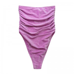 Lila ezüst pántnélküli vállnélküli vállnélküli egy darabból álló fürdőruhát