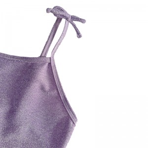 Lila gyerekek kötőfékes íj alap ezüst huzal egyrészes fürdőruhája