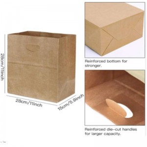 Forró ajándékok élelmiszerbolt étterem pékség újrahasznosítható szerszámvágó fogantyú barna kínainagykereskedelminyomtatott papírzacskók egyedi logó