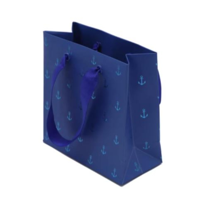 Kis kék ékszeres papírzacskók luxus fólia bélyegző ajándékpapír táskák fogantyúval egyedi mini papírzacskók