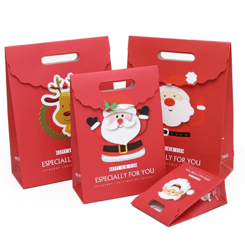 Egyéninyomtatási ajándéktáskák karácsonyi karton papír táskák gyártása tevényes luxus ünnepi bevásárló csomagoló táska