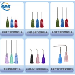 Műanyag talpú, rozsdamentes acél adagolótű