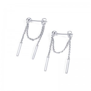 Hongde 18K aranyozott 925 sterlingezüst lógó lánccsavarok cirkónia golyós befűző fülbevalók