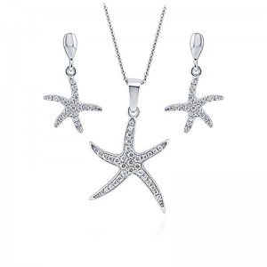 Ezüstözött sárgaréz Starfish Pendant Jewelry Company sárgaréz csiszolt Starfish Ocean Sea Lifenyaklánc medál 18 dobozos lánccal