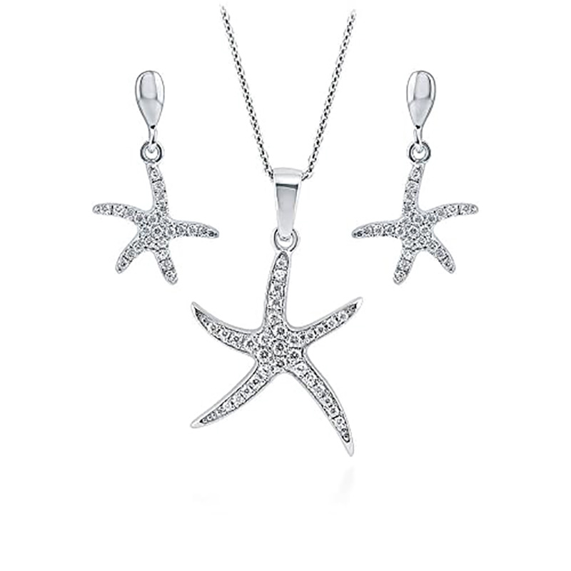 Ezüstözött sárgaréz Starfish Pendant Jewelry Company sárgaréz csiszolt Starfish Ocean Sea Lifenyaklánc medál 18 dobozos lánccal