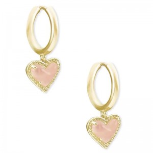 Blush Heart Charm Hoop fülbevaló Heart Huggie fülbevalónőknek, divat ékszerek