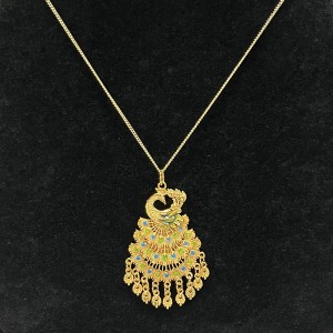 Luxus 18K arany-Bevont páva medálnyaklánc kézzel-Festett zománc részletezve és lógó arany varázsa anők számára