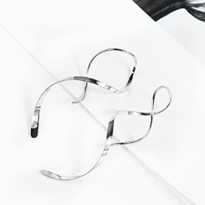 Kézzel készített 925 ezüst spirál menetes fülbevalók hipoallergén csavart ívelt csepp fülbevalók áthúzzák a fülbevalókat anők számára.-Ezüst