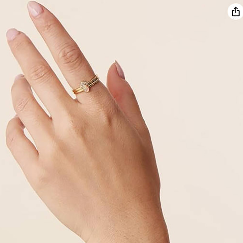 Elegáns 18K arany-Bevont egymásra rakható könnycsepp opálgyűrűs szett mikro-Pavé circonia ékezetes - Időtlen luxus ékszerek anők számára