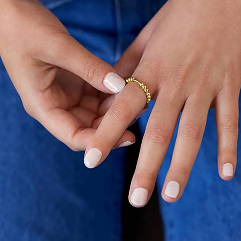 Minimalista 18K arany-Bevont gyöngyös halmozó gyűrű - elegáns & Sokoldalú mindennapi zenekar rétegezéshez vagy egyéni kopáshoz