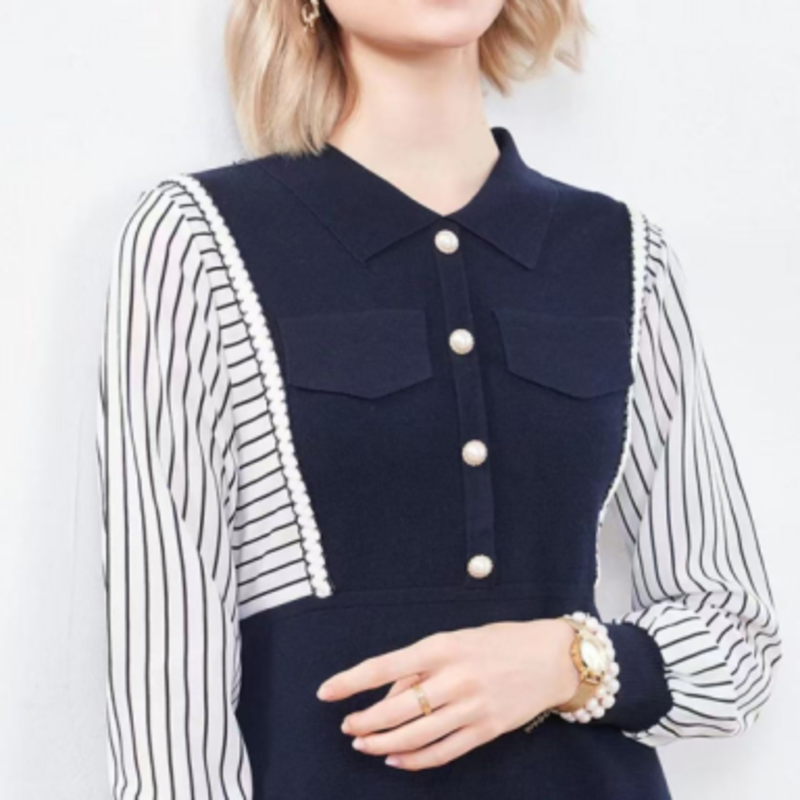 Korai őszi kicsi fordított gallér kötött fél kardigán